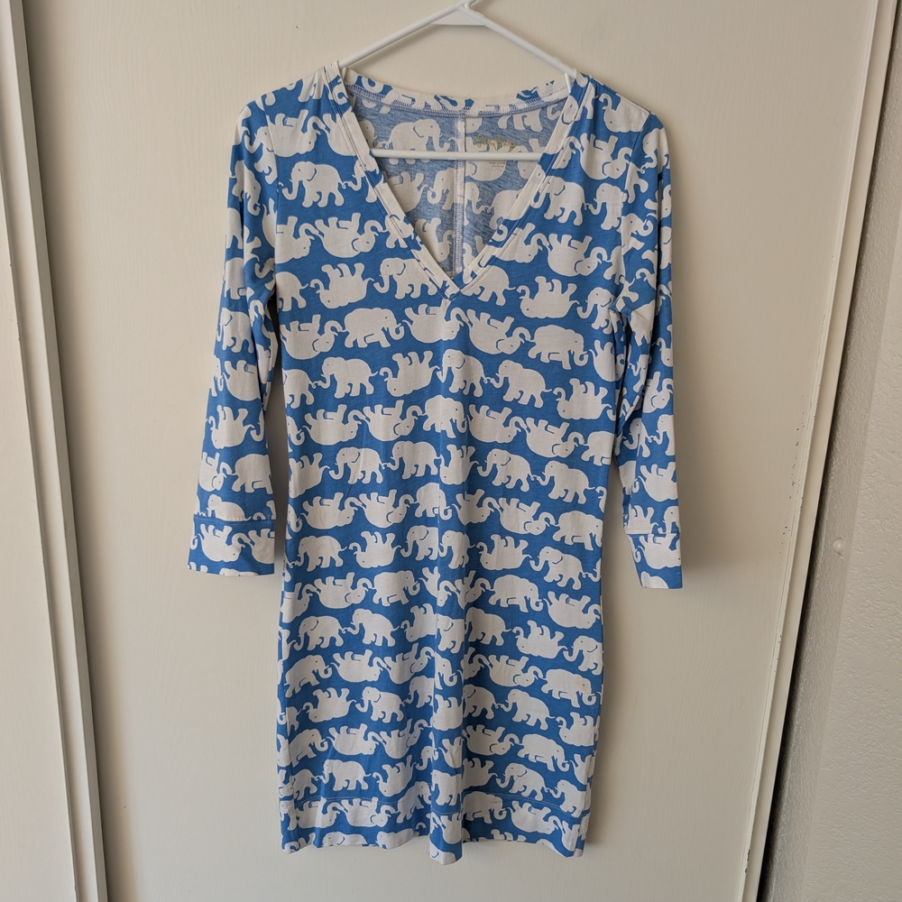 Lilly Pulitzer Womens Small Christie Dress Bay Blue Tusk In The Sun Vacation
